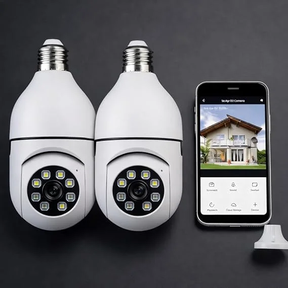 Câmera de Segurança IP WiFi Full HD 1080p, Visão Noturna Infravermelho, Detecção de Movimento, Áudio Bidirecional, Giratória, Prova D'água, Bivolt