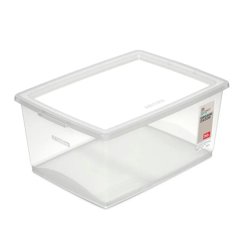 Caixa Organizadora Plástico Cristal 30 Litros - Ordene Caixa Organizadora Plástico Cristal 30 Litros - Ordene