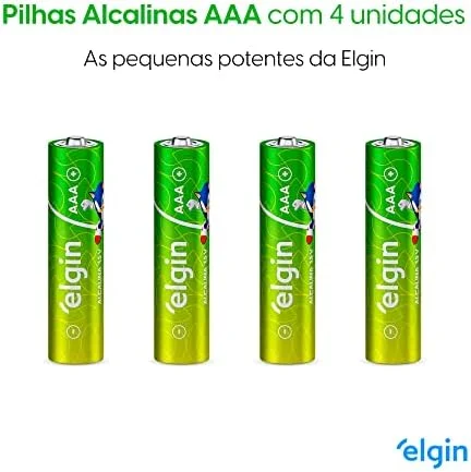 Pilha Alcalina, Elgin, Palito AAA, Blister com 4
