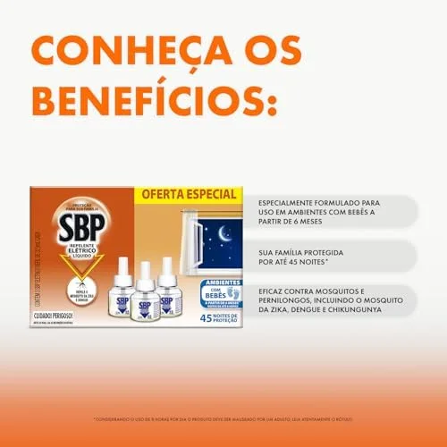 Repelente Líquido Elétrico SBP Refil - Caixa c/ 3 Unidades 32,9ml cada