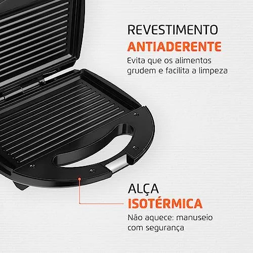 MONDIAL Sanduicheira Fast Grill & Sandwich, Preto, 750W, 220V - S-12