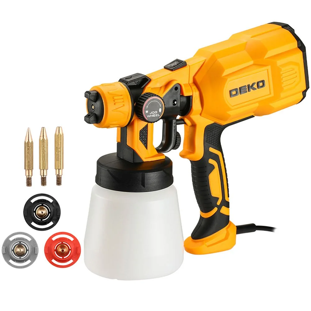 Pistola de Pintura Pulverizadora Elétrica HVLP 550W 800ml 220V com 3 Bicos e Acessórios DEKO-DKSG55K1