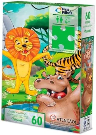 Pais & Filhos | Quebra-Cabeça Infantil Friends 60 Peças | Educativo 4+ Anos | Desenvolve Coordenação e Raciocínio | Puzzle Colorido