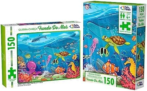 Pais & Filhos | Quebra‑Cabeça Infantil Fundo do Mar 150 Peças | Puzzle Educativo para Crianças +4 anos | Jogo de Raciocínio e Coordenação Motora