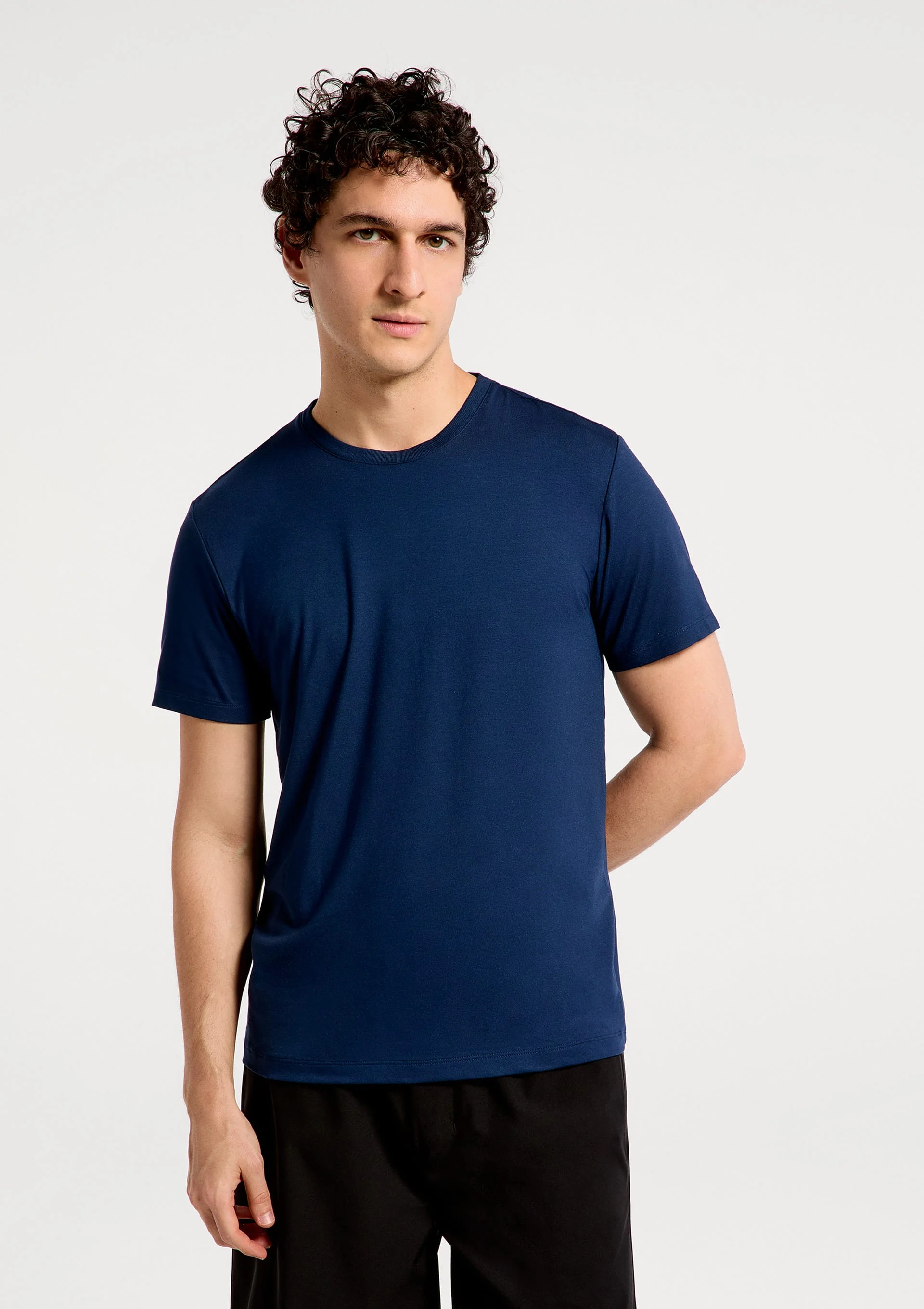Camiseta Masculina Slim Em Malha Tech - Azul