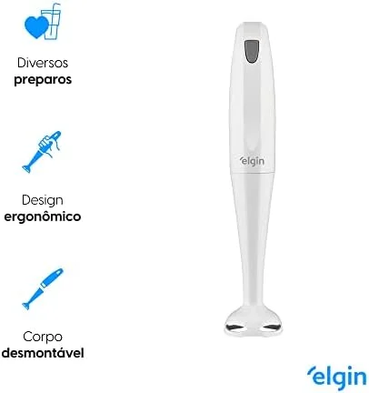 Mixer de Mão 200W Elgin Compacto e Leve, ergonômico e fácil de limpar Branco 110v