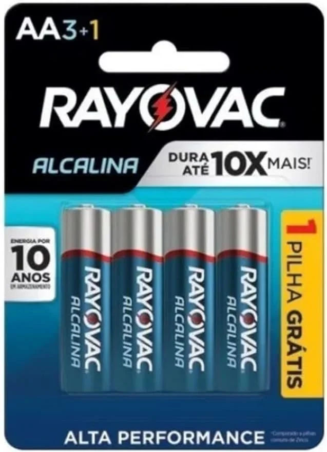 Pilha, Rayovac, Alcalina 208013, Azul, Aa, Pequena, Pacote de 4