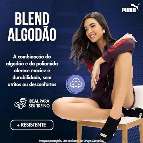 Kit 9 Pares Meia Puma Invisível Soquete Sapatilha Respirável Original