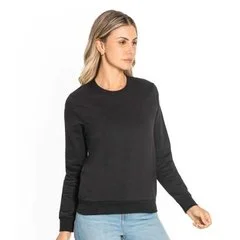 Blusão Feminino Básico de Moletom Rovitex Preto