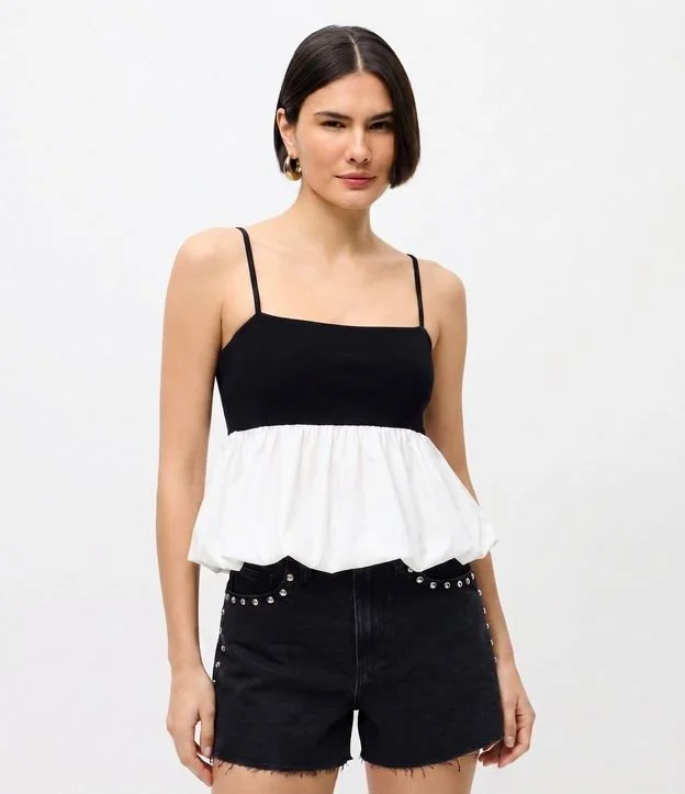 Blusa Balonê de Alcinha em Algodão