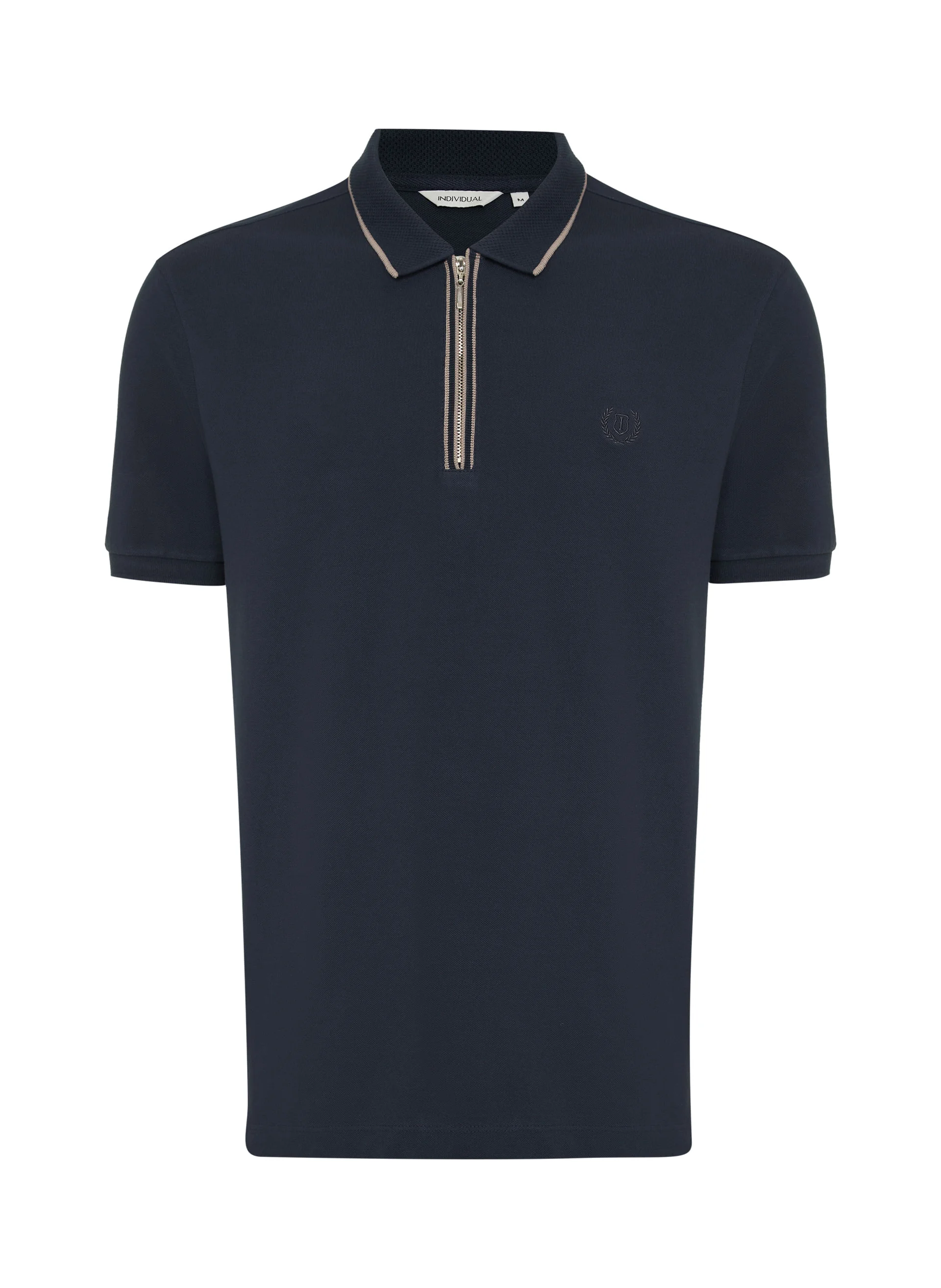 Polo Slim Fit Zíper Gola Jacquard Masculina Individual