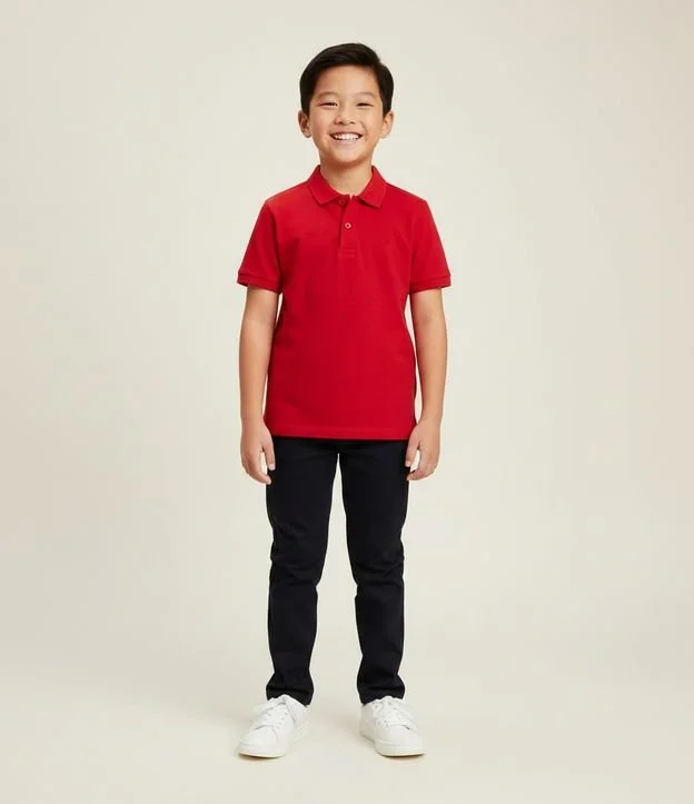 Camiseta Polo Infantil em Malha Piquet - Tam 5 a 14 anos