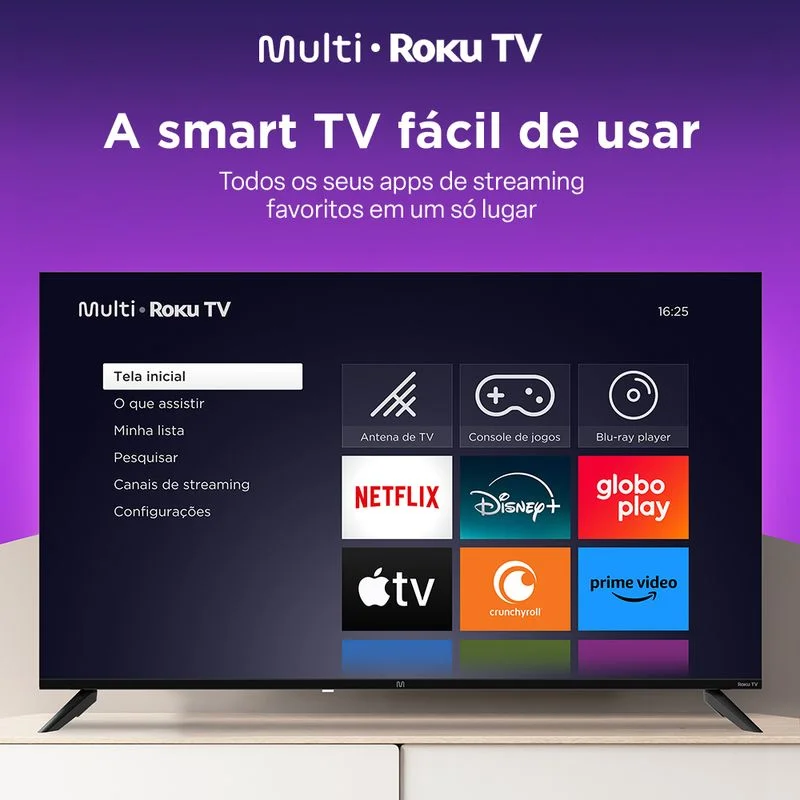Smart TV DLED 32 HD Multi Essencial Roku 3HDMI 2USB Wi-Fi