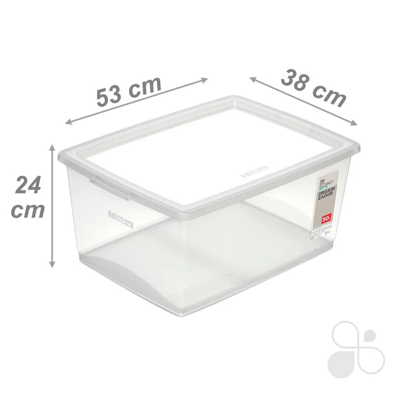 Caixa Organizadora Plástico Cristal 30 Litros - Ordene Caixa Organizadora Plástico Cristal 30 Litros - Ordene