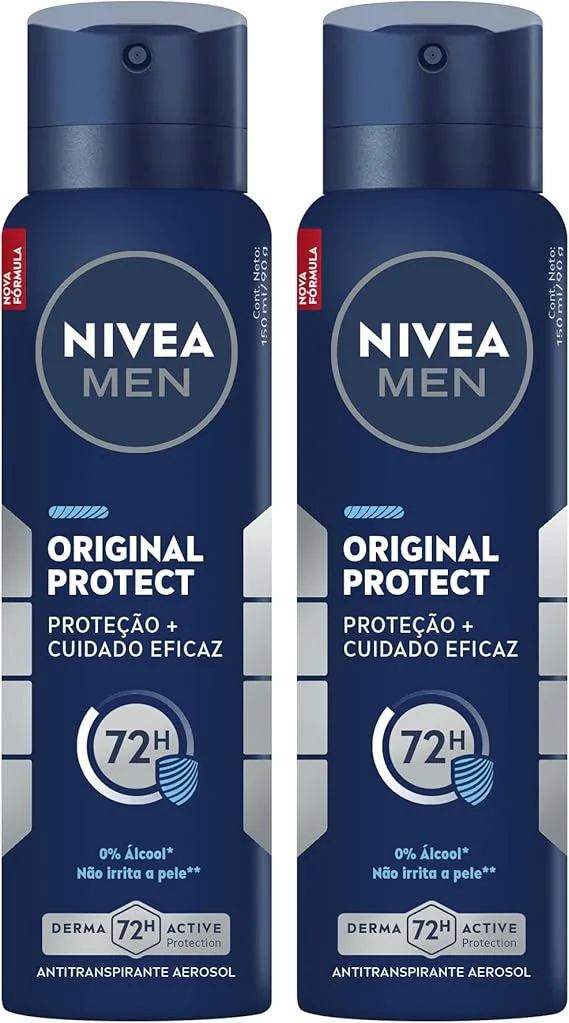 NIVEA MEN Kit Desodorante Antitranspirante Aerossol Original Protect 48h 150ml (2 unidades)
