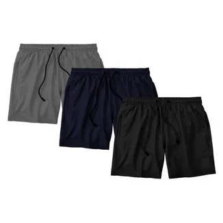 Kit 3 Bermudas Life Lisa Short Liso Masculino Básico Mauricinho Tactel