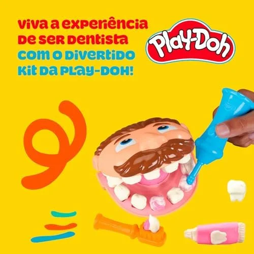Play-Doh, Massinha de Modelar Infantil, Brincando de Dentista - Conjunto de Brinquedo com Acessórios e 2 Potes - A partir de 3 Anos