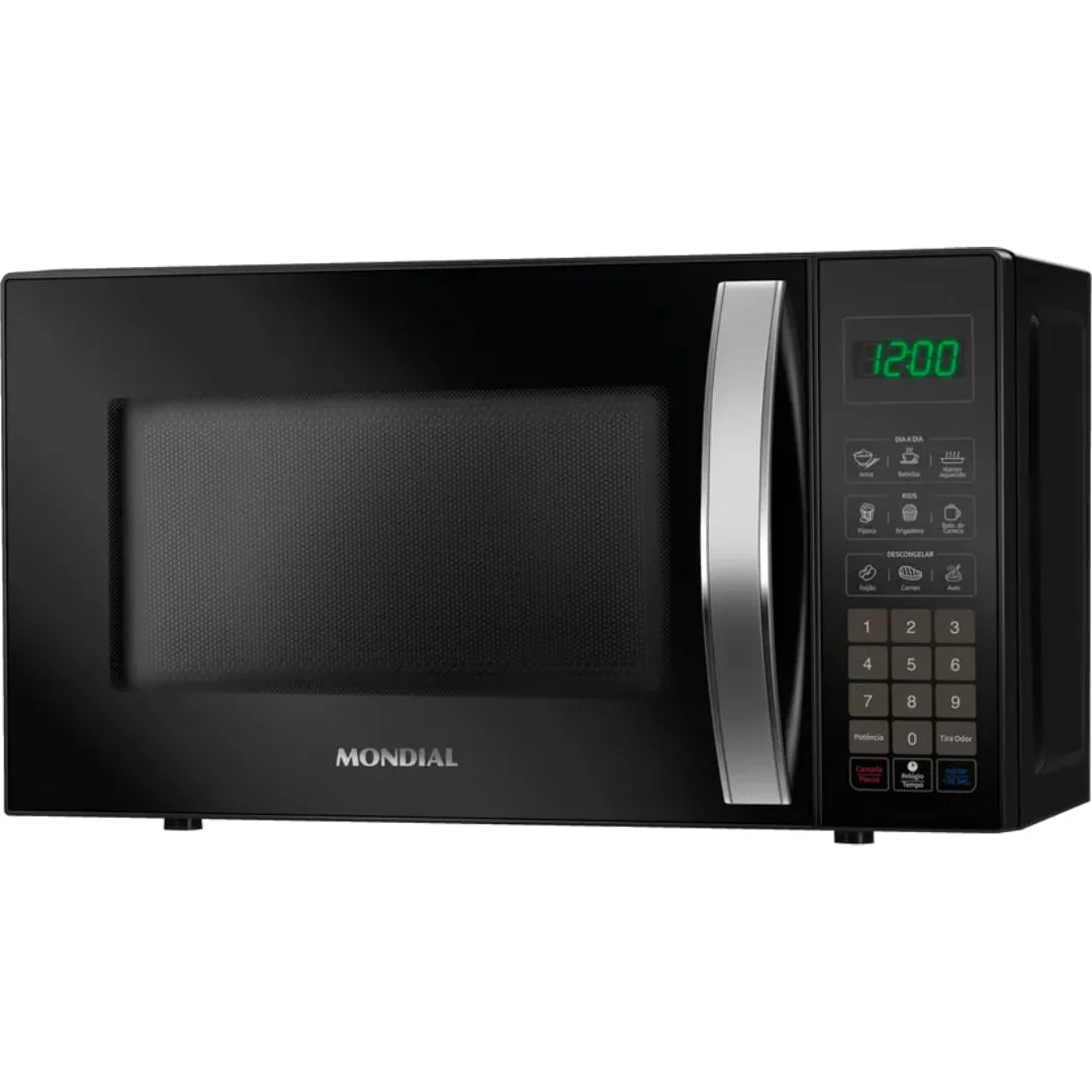 Micro-ondas de Bancada Mondial MO0121B 21L Tira Odor 1200W Preto Digital Aço Galvanizado e ABS