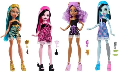 Monster High Pijamas Monstruosas Surpresa, Boneca com Pijama Assustadoramente Fofo, Acessórios de Beleza e Máscara de Dormir