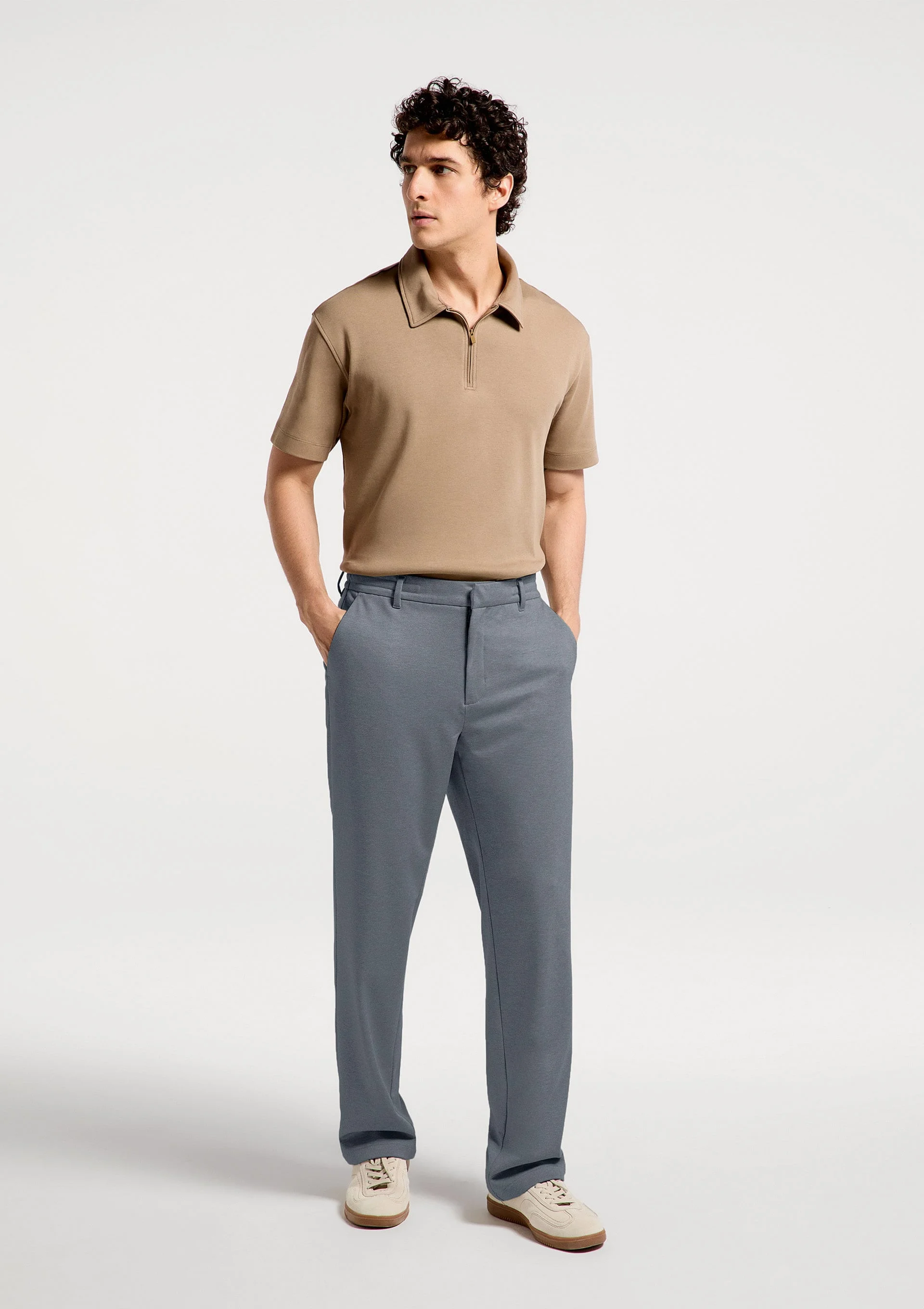 Calça Masculina Reta Em Malha Tech - Cinza