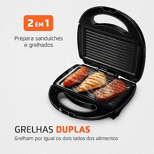 MONDIAL Sanduicheira Fast Grill & Sandwich, Preto, 750W, 220V - S-12