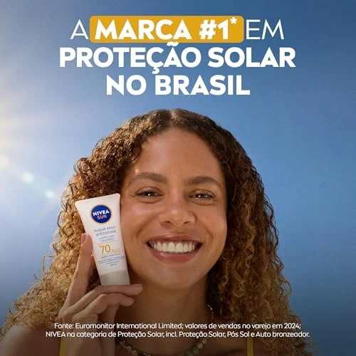NIVEA SUN Protetor Solar Facial Toque Seco Antissinais FPS 70 40ml - Com muito alta proteção contra raios UVA/UVB, controla o brilho e previne o envelhecimento precoce