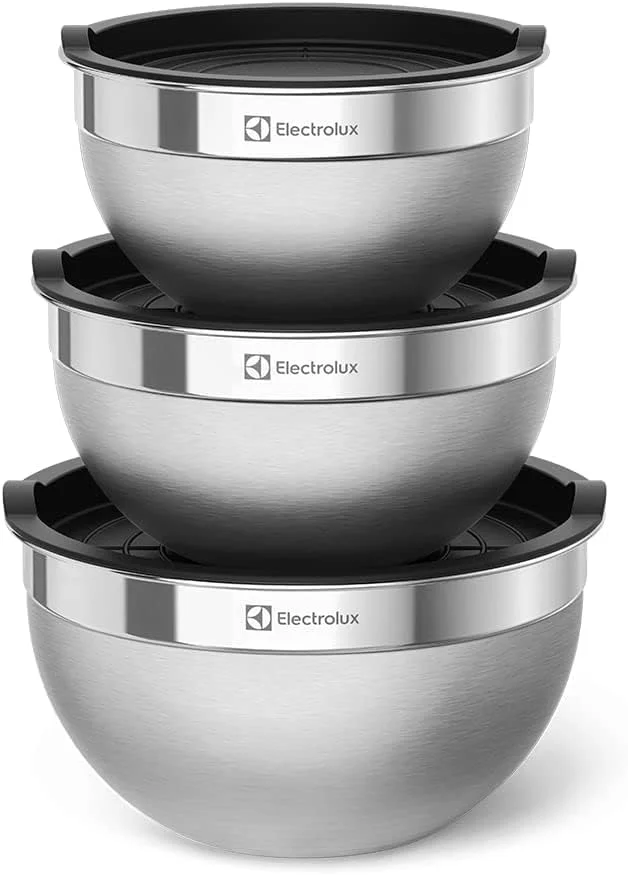Conjunto Bowls de Inox Electrolux com Tampa Plástica 3 Peças