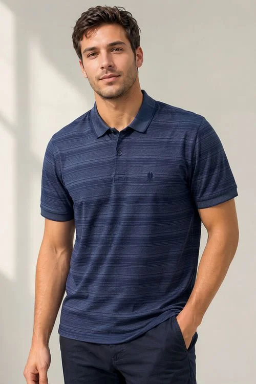 Polo Piquet Casual Masculina Polo Wear Marinho