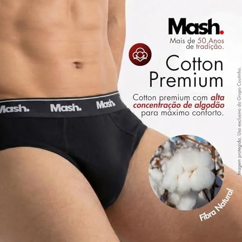 Kit 10 Cuecas Slip Algodão Cotton Hipoalergênica Masculino Mash