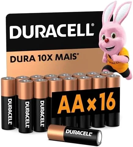 Duracell Pilha Alcalina AA Pequena Com 16 Unidades – Dura até 10x Mais – Ideal para Controle Xbox™, Brinquedos e Lanternas