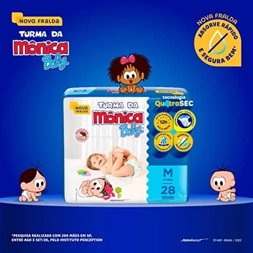 Fralda Turma da Mônica Baby Jumbo M 28 Unidades