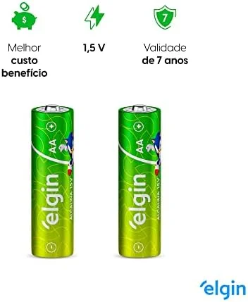 Pilha Alcalina AA com 16 unidades Elgin Comum