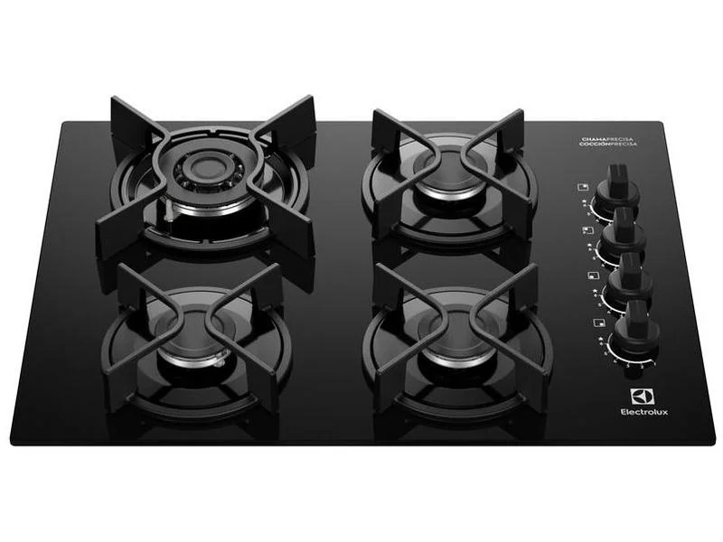 Cooktop 4 Bocas a Gás Electrolux Experience KE4GC Tripla Chama Mesa de Vidro Bivolt