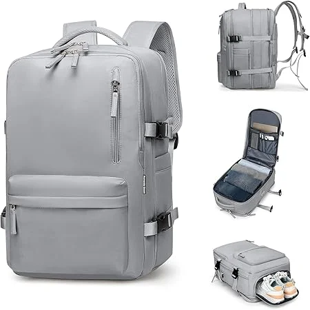 Romantic Crown Mochila de Viagem Expansivel Avião Grande Feminina,Mochila Executiva Masculina Impermeável Reforçada para Notebook,Casual Esportes Hiking Escola Presente (Todo Preto)