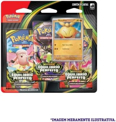 Pokémon TCG, Blister Triplo Pokémon Makuhita ME03 Equilíbrio Perfeito