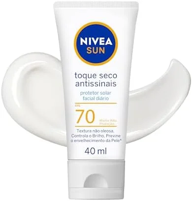 NIVEA SUN Protetor Solar Facial Toque Seco Antissinais FPS 70 40ml - Com muito alta proteção contra raios UVA/UVB, controla o brilho e previne o envelhecimento precoce