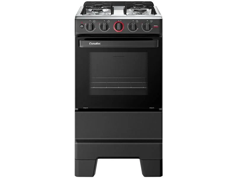 Fogão de Piso 4 Bocas Esmaltec Ideal Super 4121 Acendimento Automático Mesa Inox Preto