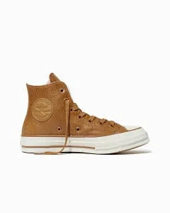 Chuck 70 Premium Leather Cano Alto Caramelo