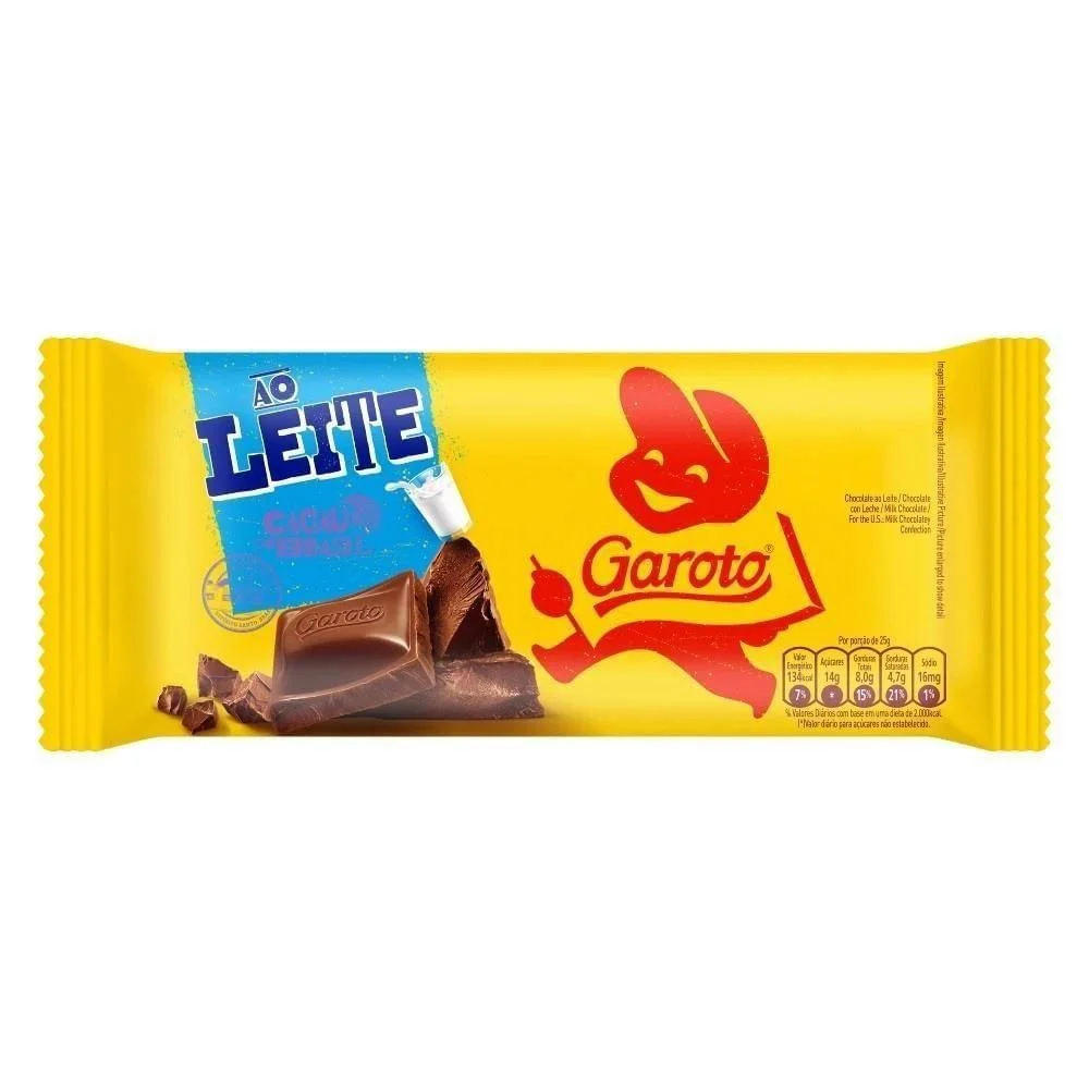Barra de Chocolate Garoto Ao Leite 80g Clássico Barra de Chocolate ao Leite Garoto 80g