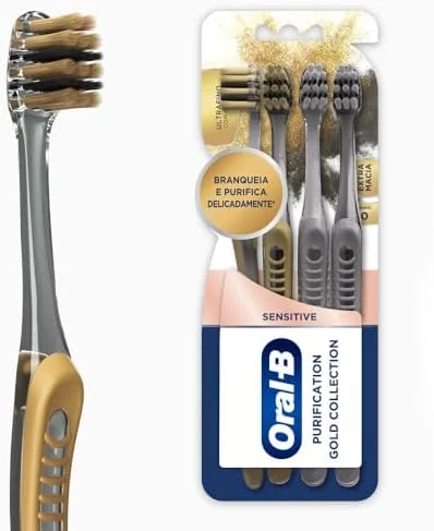 Oral-B Escova de Dente Sensitive Purification Gold Collection Extra Macia 4 Unidades