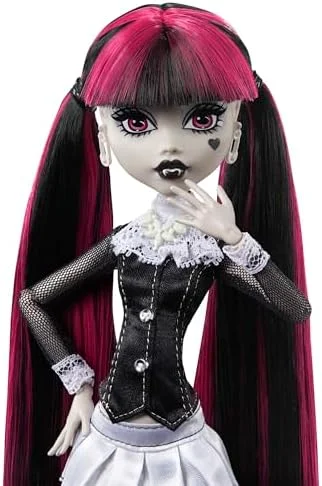 Monster High, Drama de filme, draculaura, em preto e branco, para colecionador, cartazes de tamanho da boneca e tamanho real, tema de filme de terror, HKN27