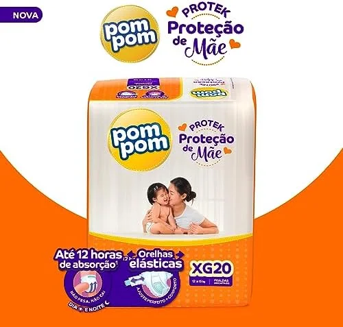 Fralda Pom Pom Protek Proteção de Mãe Jumbo XG 20 Unidades