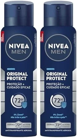 NIVEA MEN Kit Desodorante Antitranspirante Aerossol Original Protect 48h 150ml (2 unidades)
