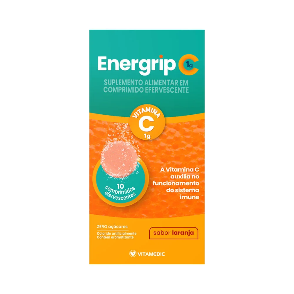Energrip Vitamina C sabor Laranja 10 Comprimidos Efervecentes