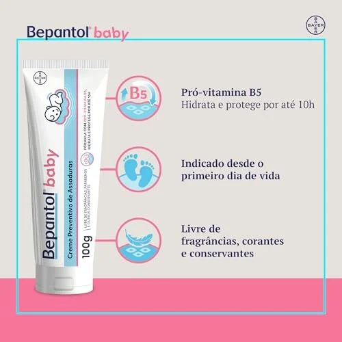 Kit 3 Cremes Pomadas de Assaduras Vit B5 com 100g cada, Total 300g - Bepantol Baby