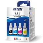 Kit com 4 Garrafa de Tintas de Tinta Epson, Preto, Ciano, Magenta, Amarelo, T664520-4P - Epson - 1 UN