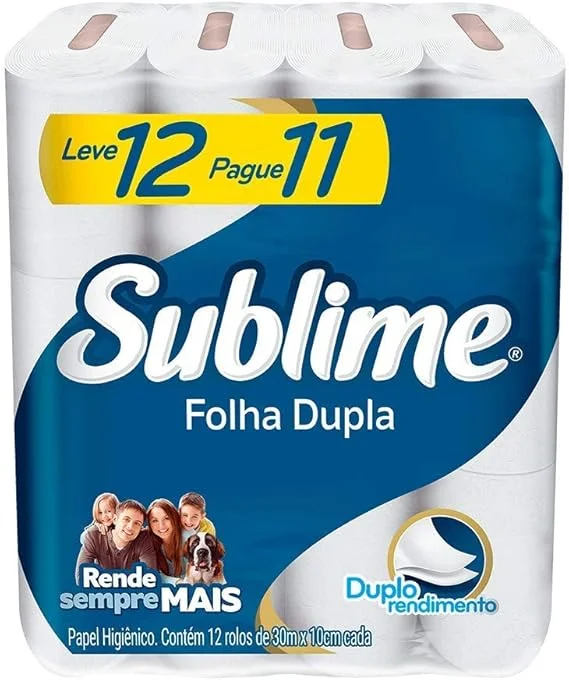 Sublime - Papel Higiênico, Folha Dupla, 24 rolos
