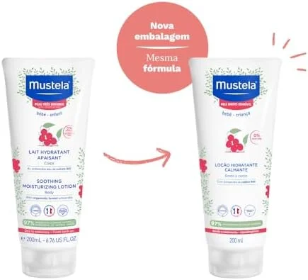 Hidratante e Calmante sem Fragrância para Pele Muito Sensível/Sensibilizada dos Bebês e Crianças, Mustela Bebê, Rosa, Médio/200 ml