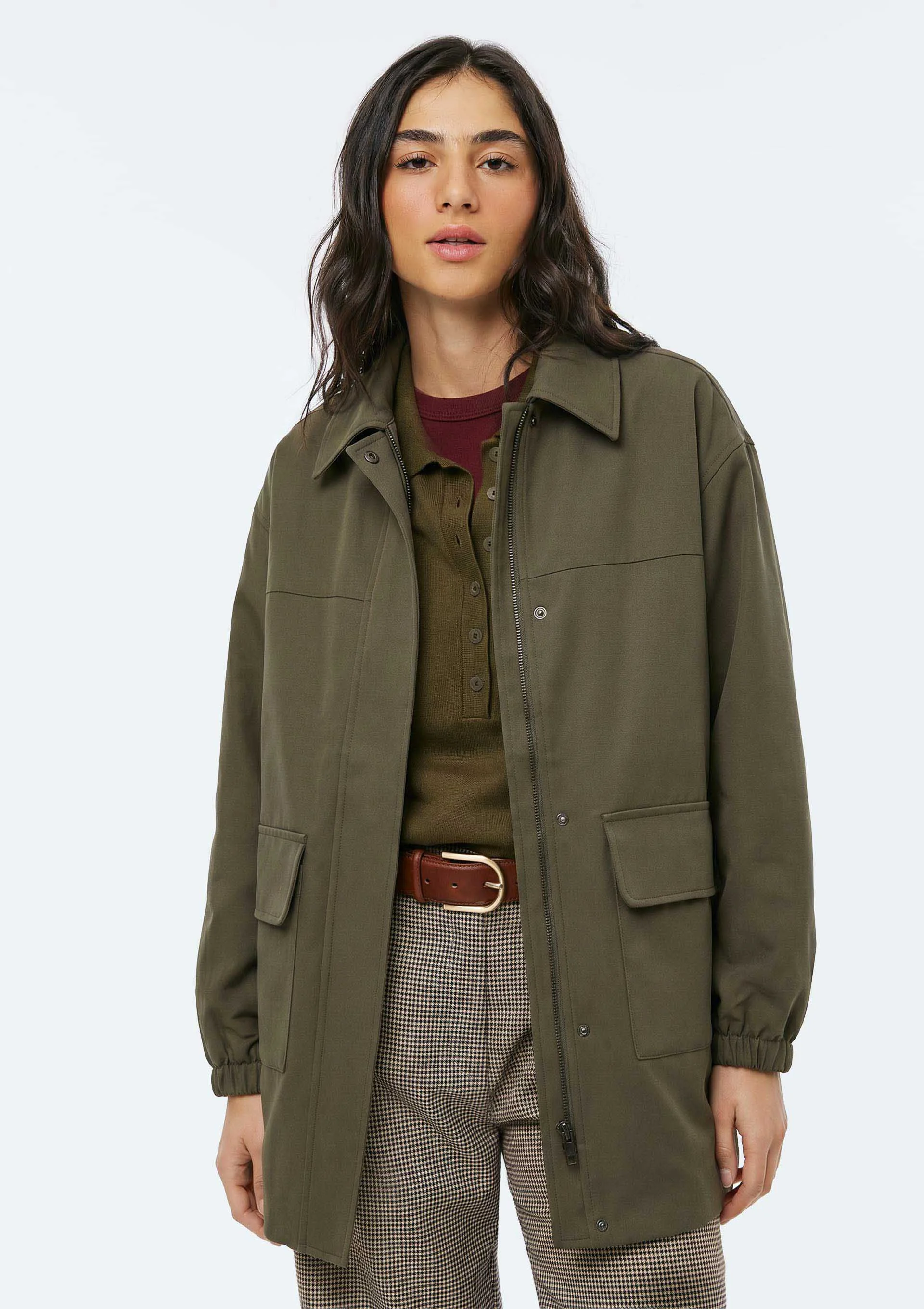 Parka Feminina Bolsos Cargo - Verde