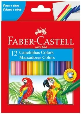 Canetinha com 12 Cores Estojo Cartão, Faber-Castell, 15.0112CZF, Multicor